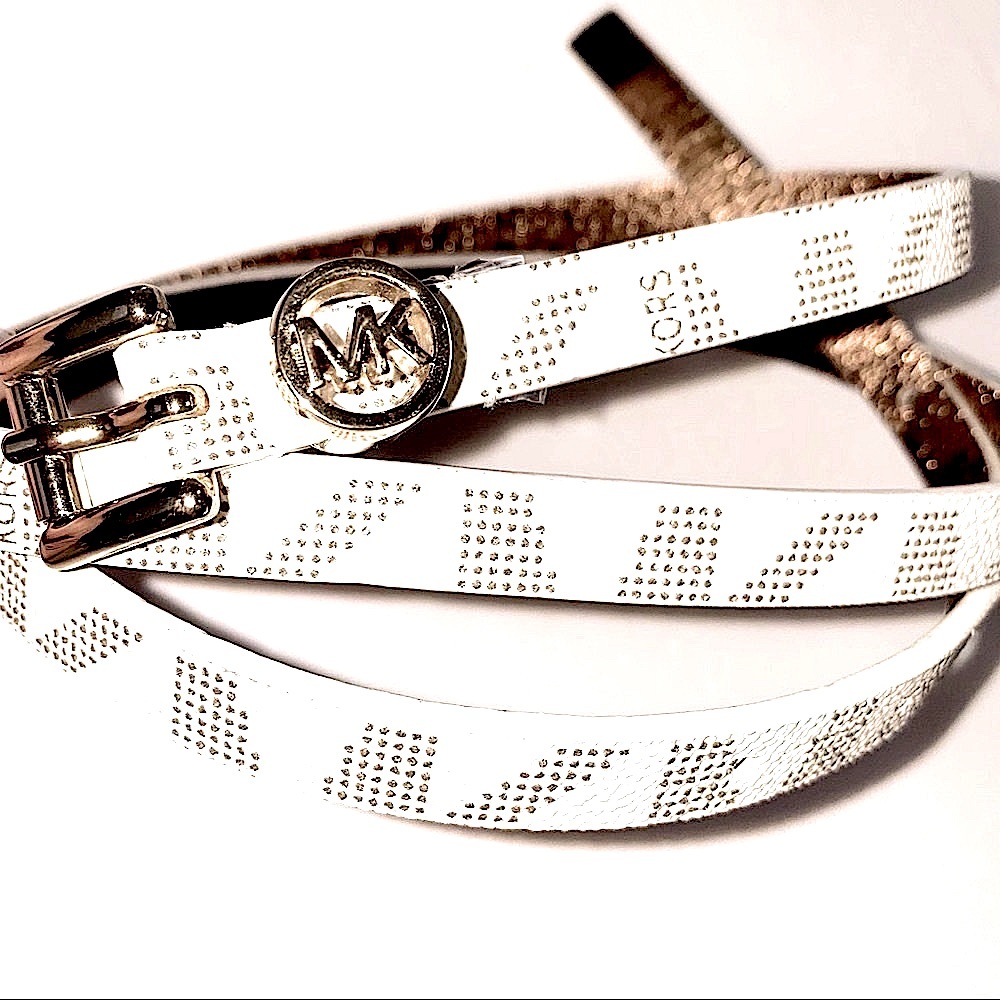 MICHAEL by Michael Kors beige cream skinny belt